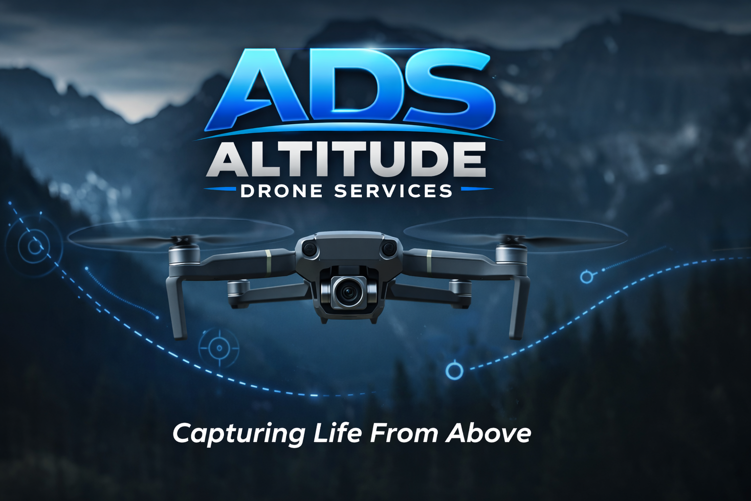 Altitude Drone Services brand logo on a mountain backdrop
